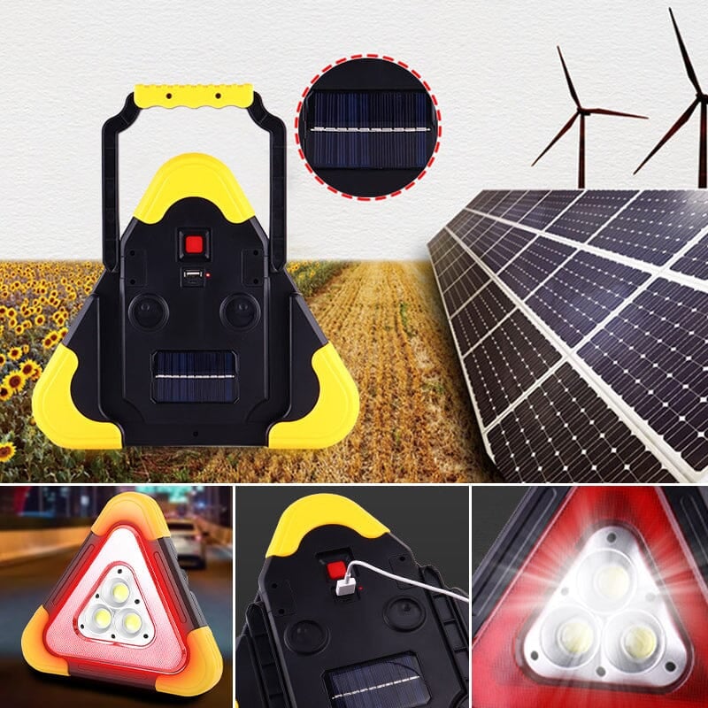 2-IN-1 Solar Emergency Triangular Roadside Warning Light