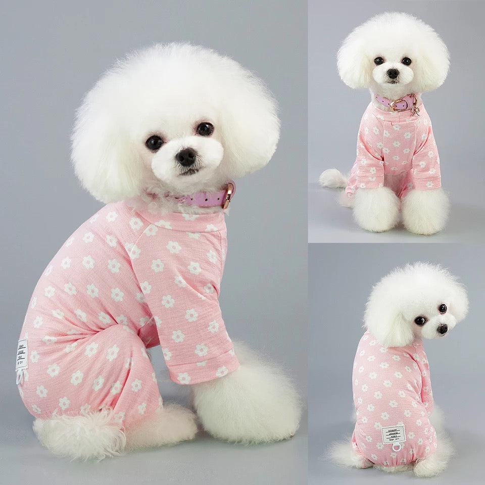 Flower Printed Dog JumpSuit Pajamas