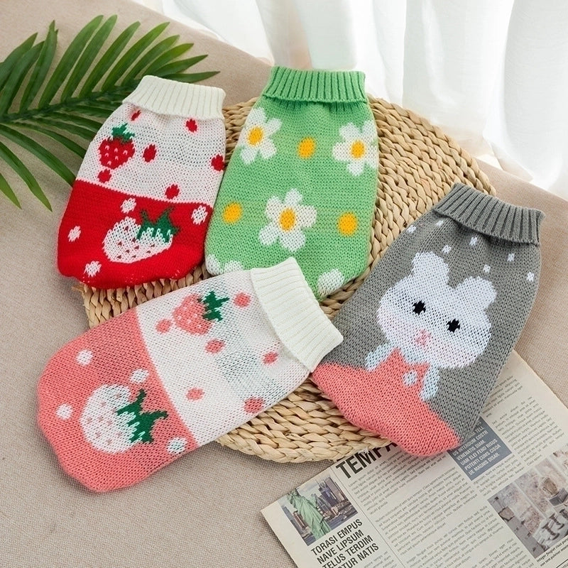 Casual Yarn Christmas Animal Fruit Pet Clothing 1 Piece