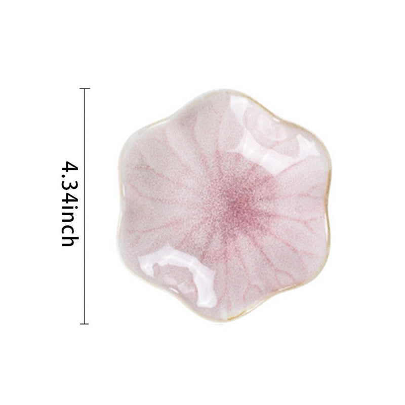 Jewelry Plate Tray Blue And Pink Storage Plate Household Snack Dish Taste Dish Ceramic Lotus Jewelry Plate