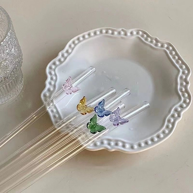 Casual Vacation Solid Color Glass Straw 1 Piece