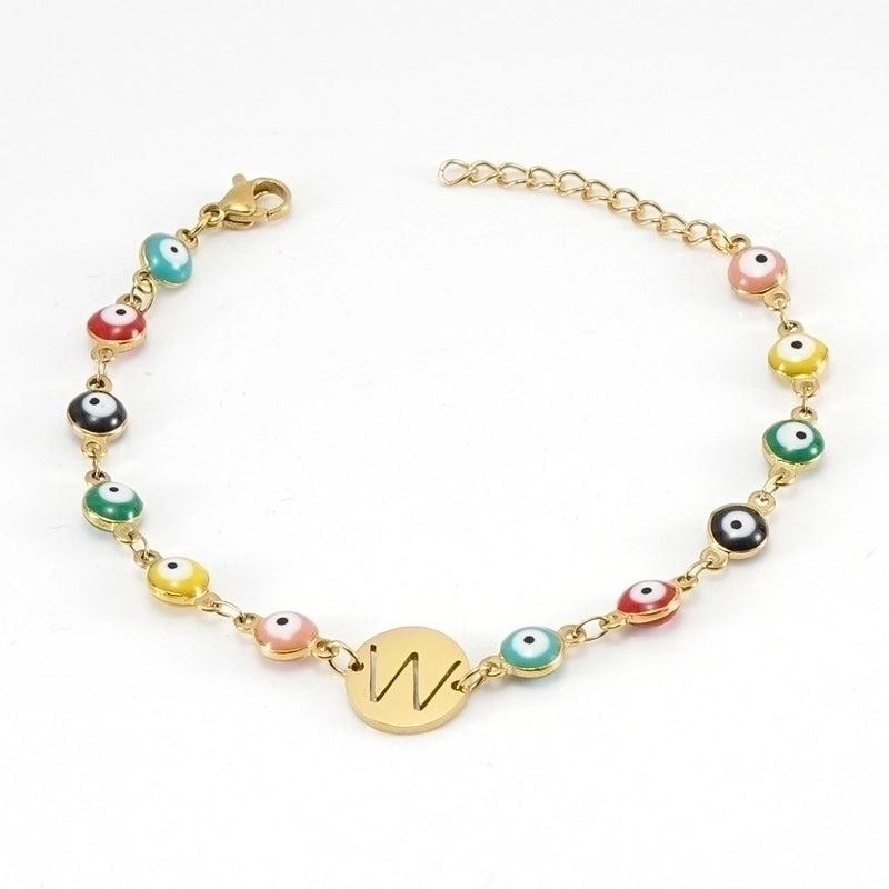 Fashion Letter Eye 304 Stainless Steel 18K Gold Plated Stainless Steel Bracelets In Bulk
