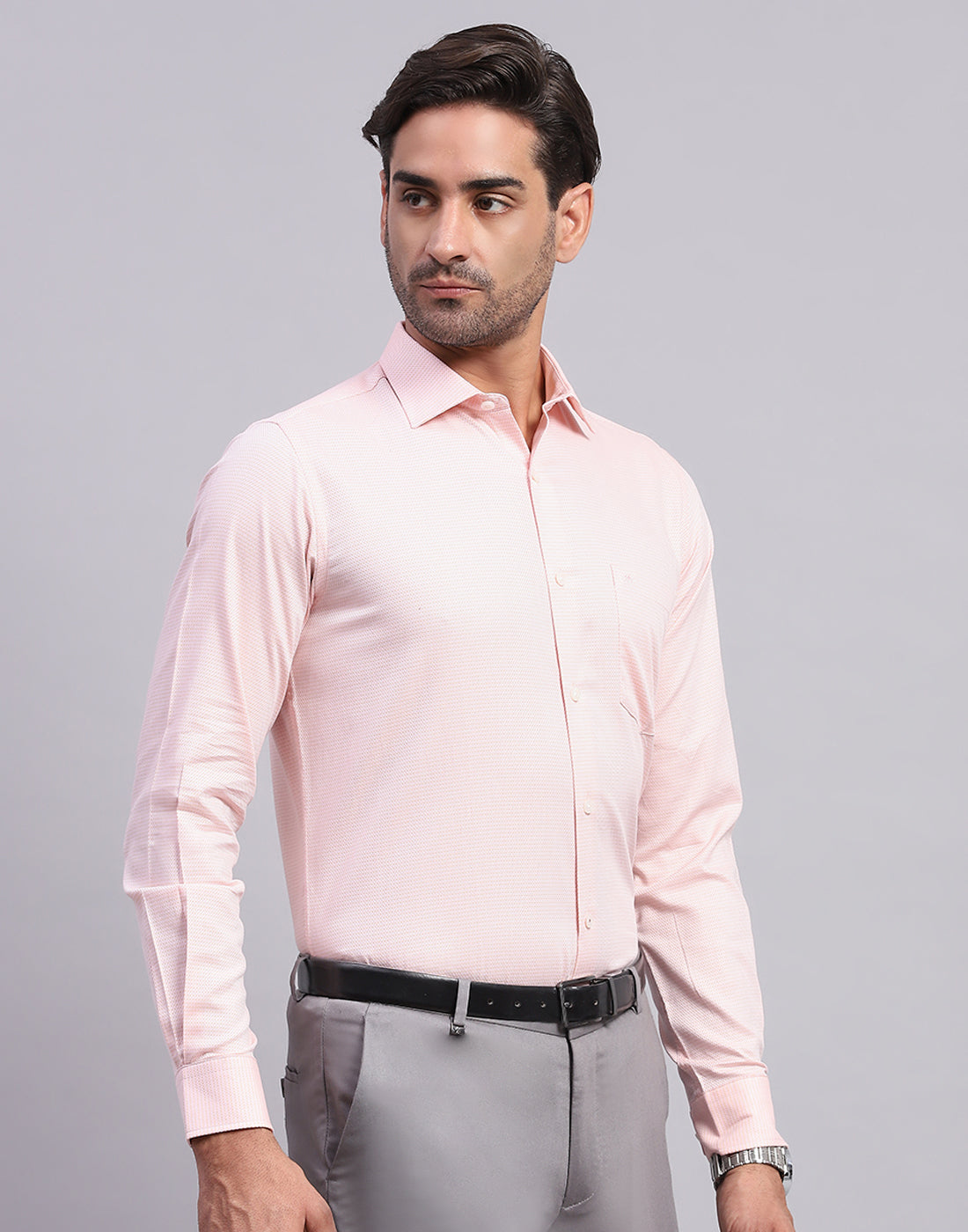 Men Pink Solid Collar Full Sleeve Shirt