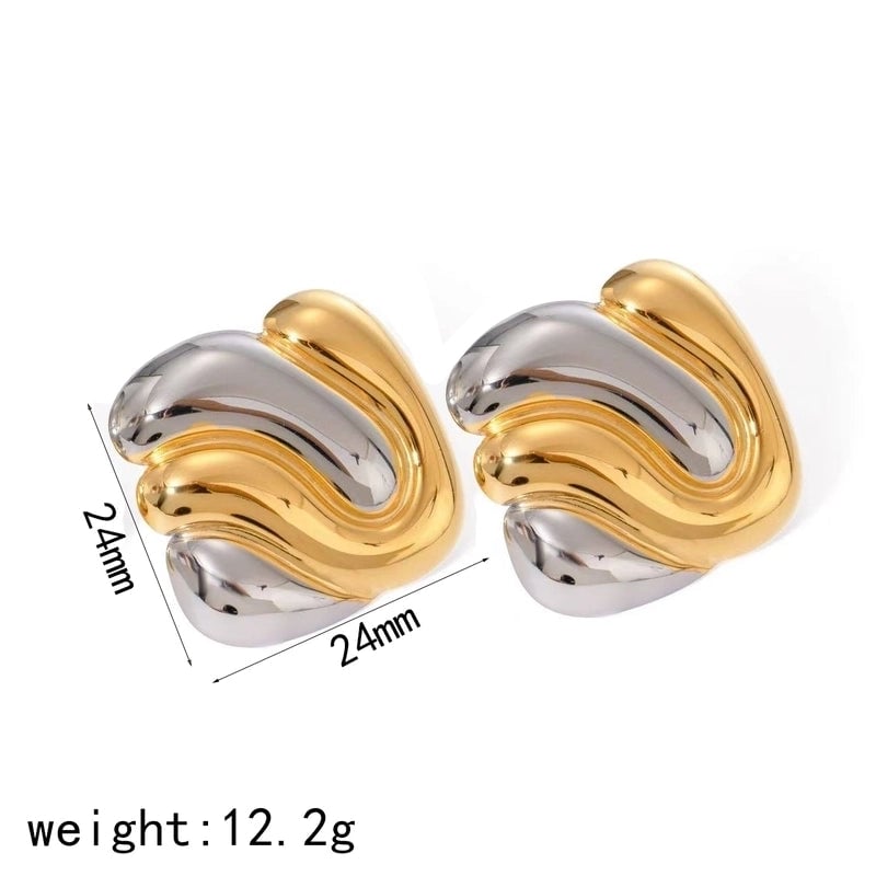 Fashion Popular Gold And Silver Color Matching Two-Color Geometric Stainless Steel Ornament Non-Fading Ornament Combination
