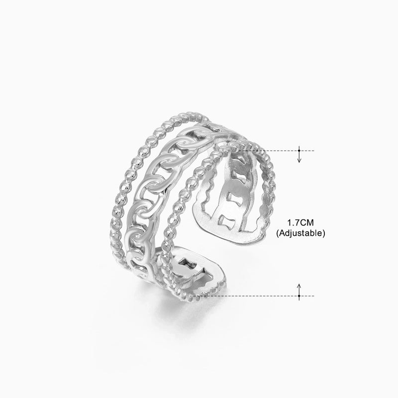 3 Pieces Basic Classic Style Geometric Leaf Stainless Steel Plating Open Rings