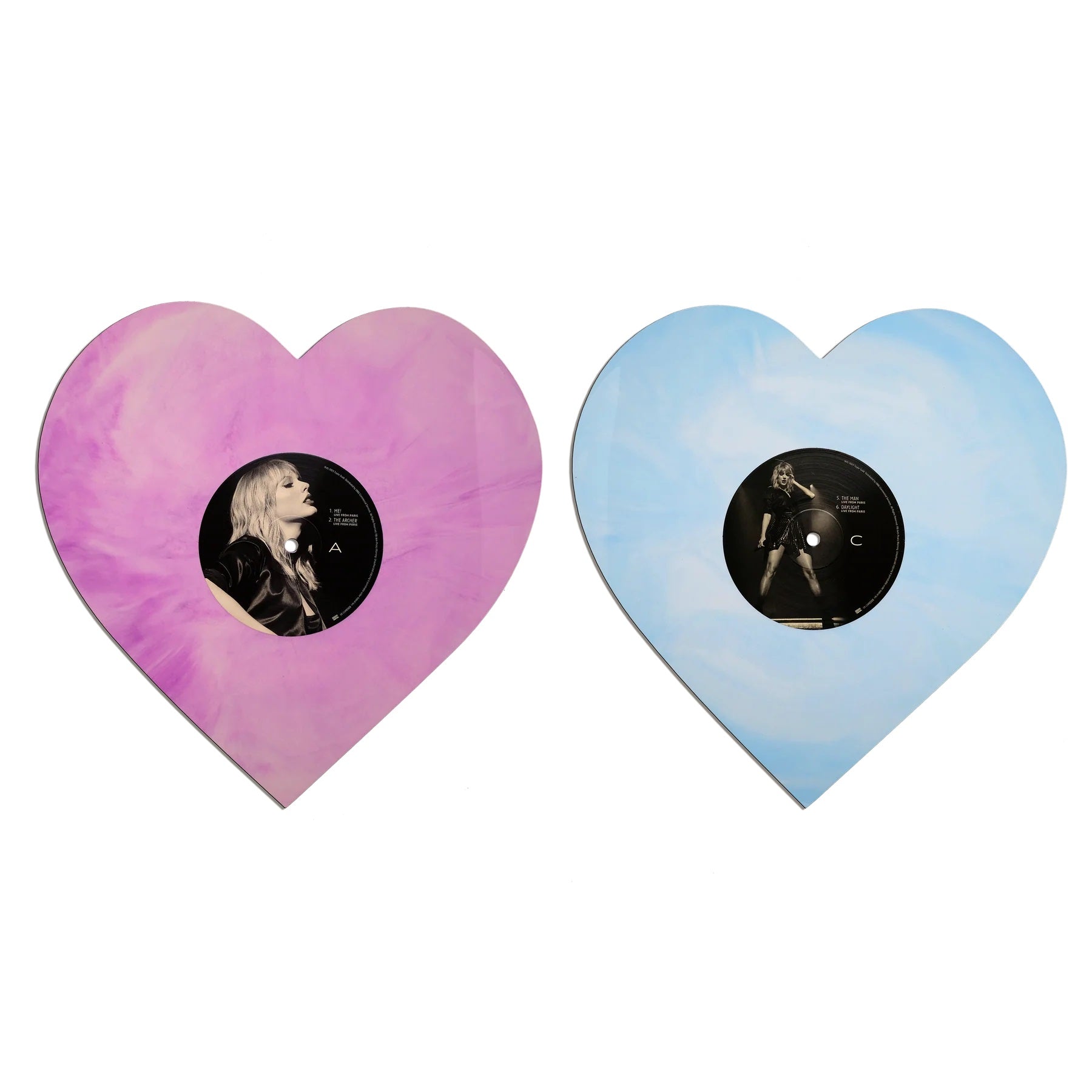 Taylor Swift - Lover Live from Paris Exclusive Heart Shaped Pink Blue 2x LP Colored Vinyl Record