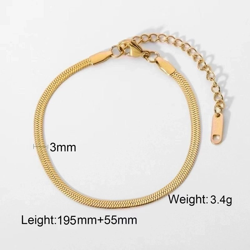 Minimalist Solid Color 304 Stainless Steel 18K Gold Plated Bracelets In Bulk