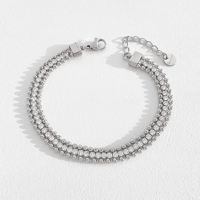 3 Pieces Casual Minimalist Geometric 304 Stainless Steel 16K Gold Plated White Gold Plated Gold Plated Bracelets In Bulk