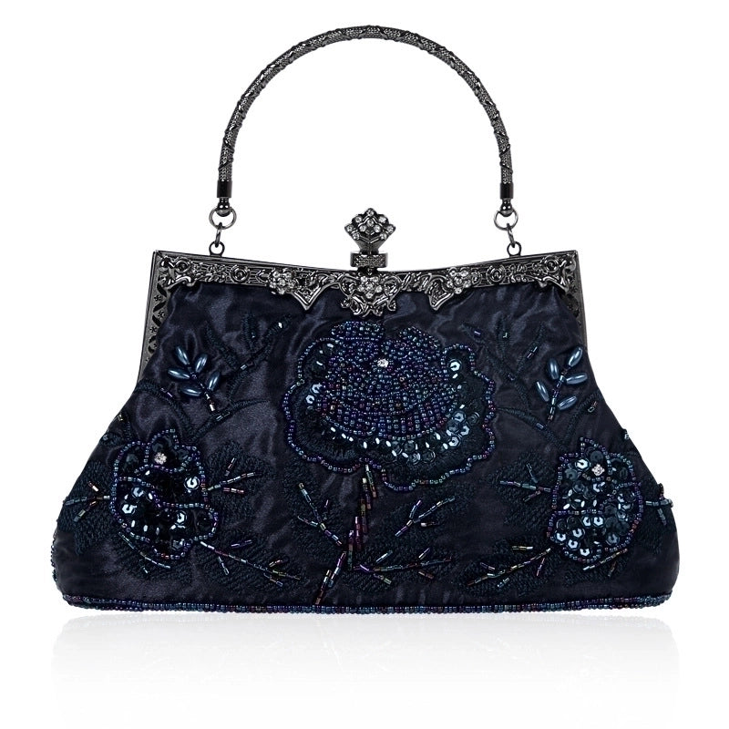 Red Wine Red Purple Polyester Flower Square Evening Bags