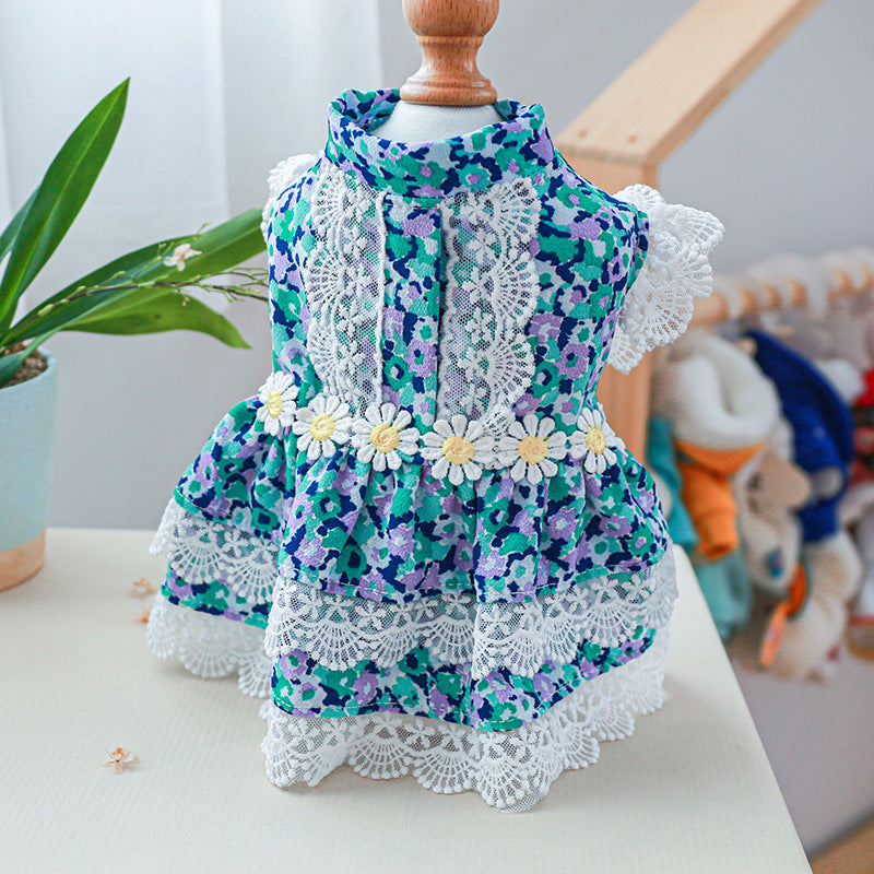 Lace Design Floral Dog Cat Dress