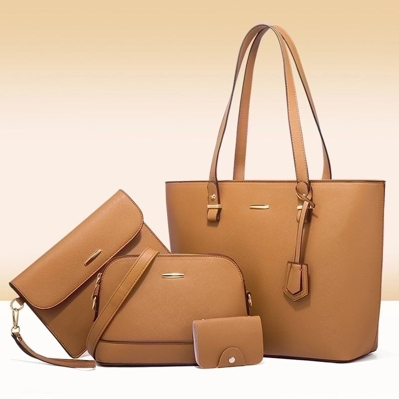 Women's Medium All Seasons Pu Leather Solid Color Fashion Square Zipper Bag Sets