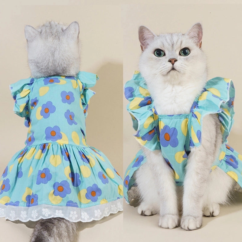 Pastoral Cotton Flower Pet Clothing
