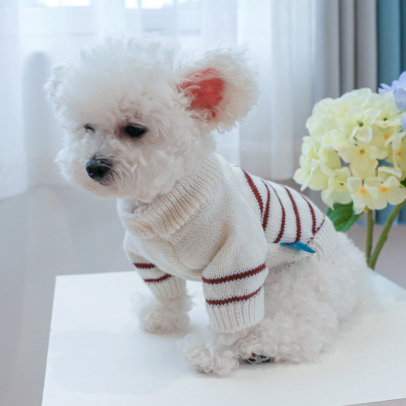 Striped Buttoned Dog Cat Sweater
