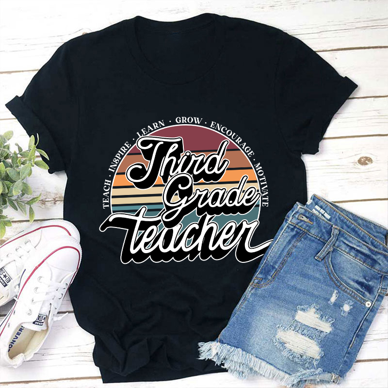 Personalized Teach Inspire Learn Grow Encourage Motivate Teacher T-Shirt