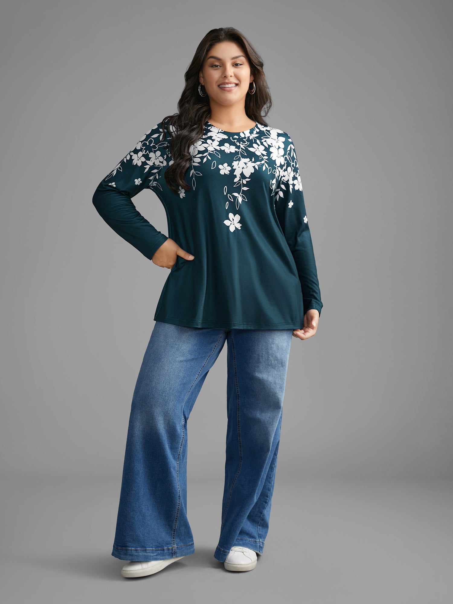 Round Neck Boho Print T-Shirt