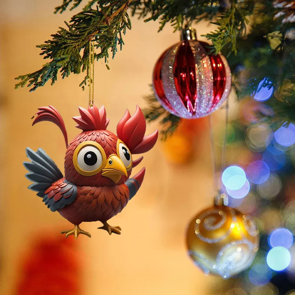 🎄12 Stuks🐓Kerstmuts kippen decoratie✨