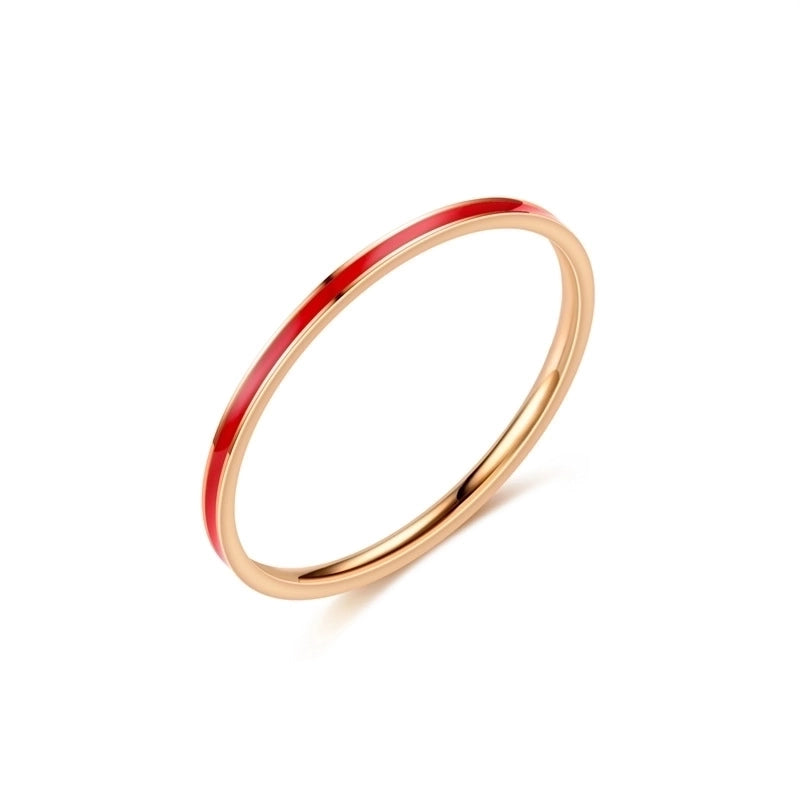 Fashion Stripe Titanium Steel 18K Gold Plated Enamel Rings