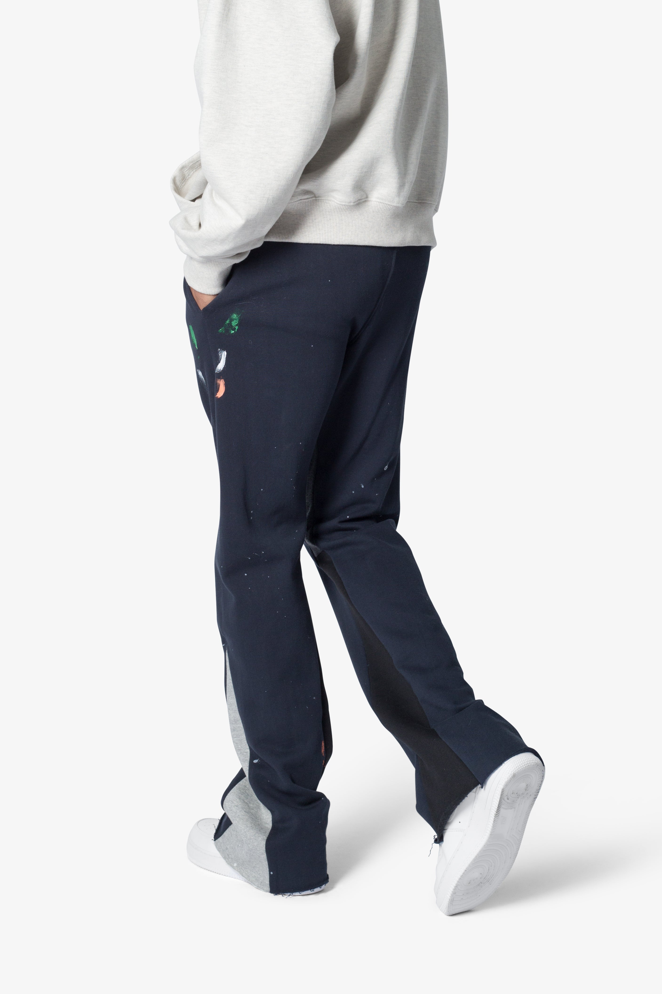 Contrast Bootcut Sweatpants - Navy