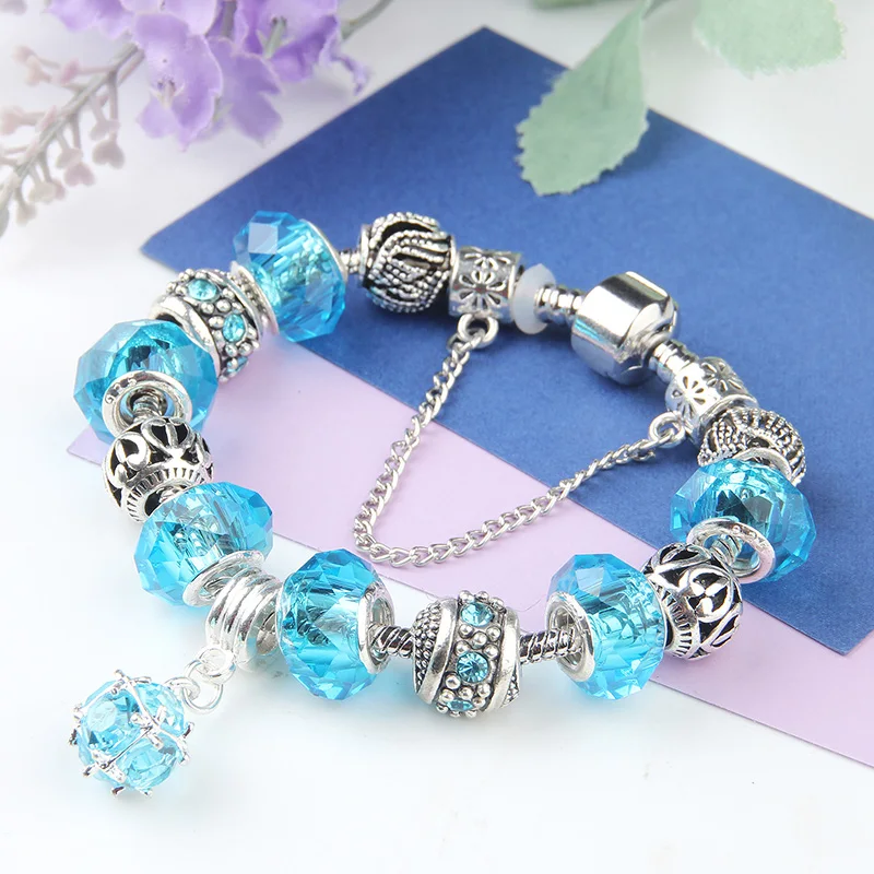 DIY Crystal Charm Bracelets Fashion Rhinestone Bead Bracelet For Women Girls Gifts