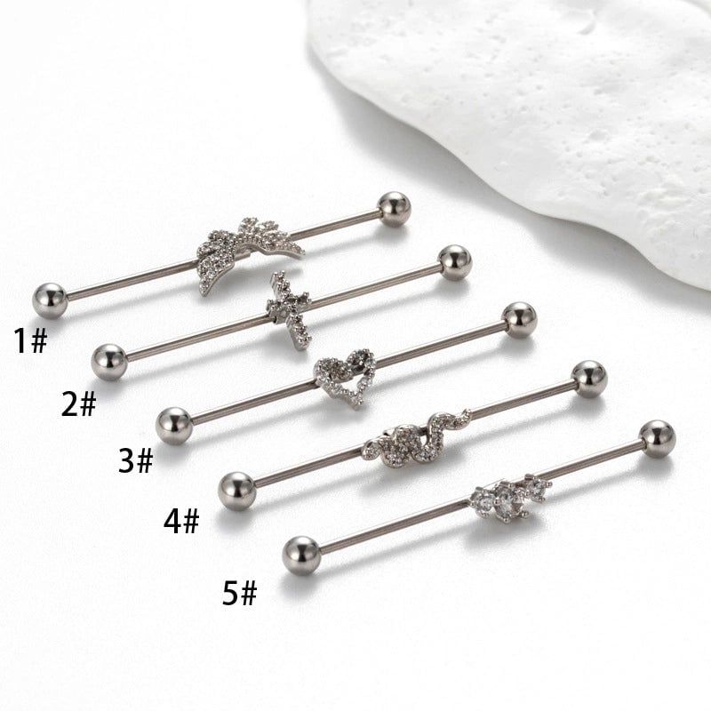 1 Piece Ear Cartilage Rings & Studs Vintage Style Cross Heart Shape Snake 316L Stainless Steel  Copper Plating Inlay Zircon