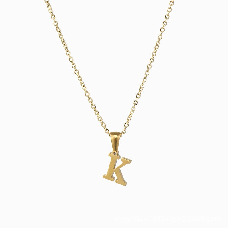 Minimalist Letter Stainless Steel Plating Pendant Necklace