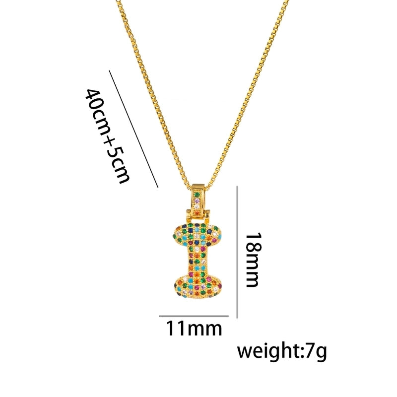 Titanium Steel 18K Gold Plated Minimalist Inlay Letter Zircon Pendant Necklace