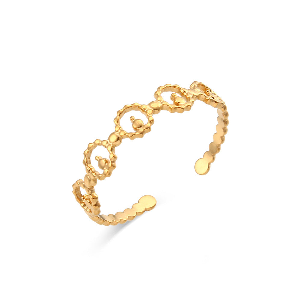 Women Fashion Stripe Geometric Stainless Steel 18K Gold Plated Rings