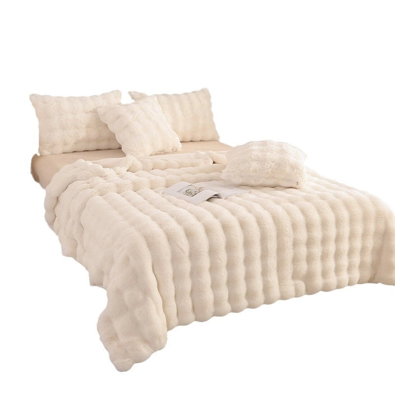 Casual Solid Color Rabbit Fur Blanket Bedding