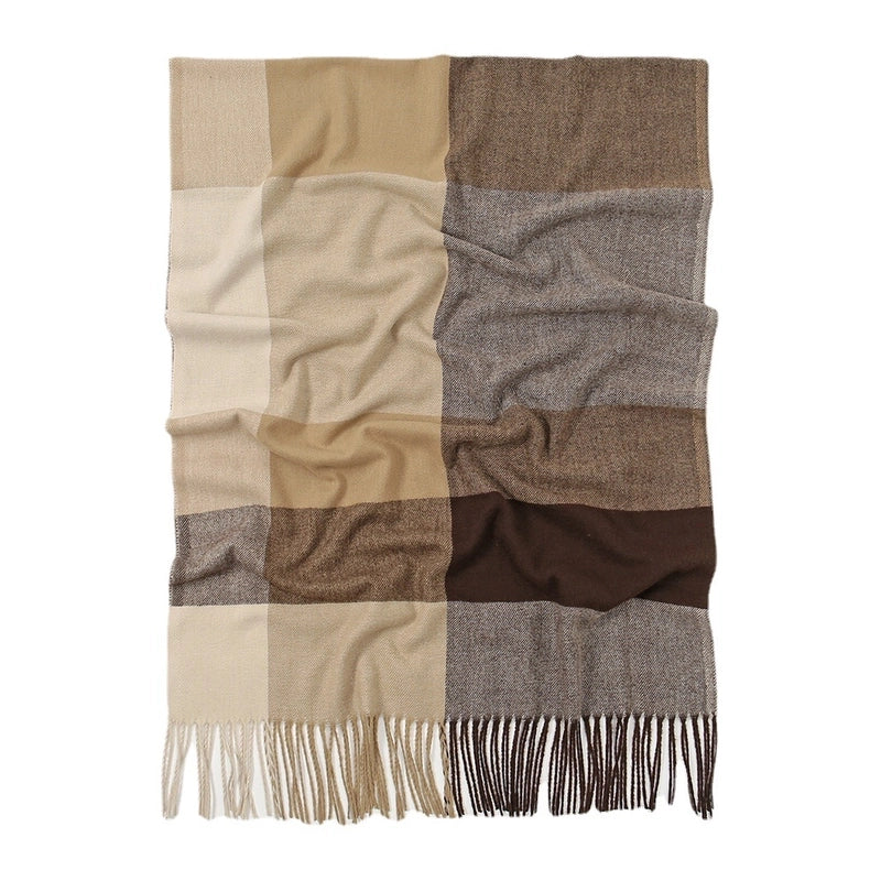 Women's Scarf Winter New Hot Selling Tassel Cashmere Couple Plaid Scarf Bib Shawl