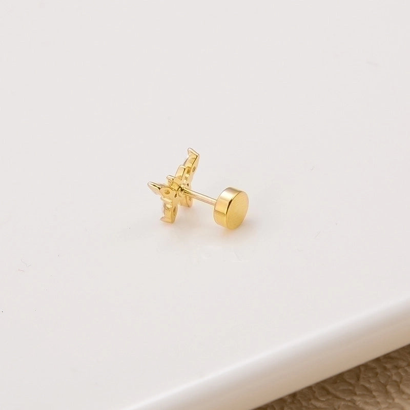 1 Piece Ear Cartilage Rings & Studs Fashion Heart Shape Owl Butterfly Copper Plating Inlay Zircon