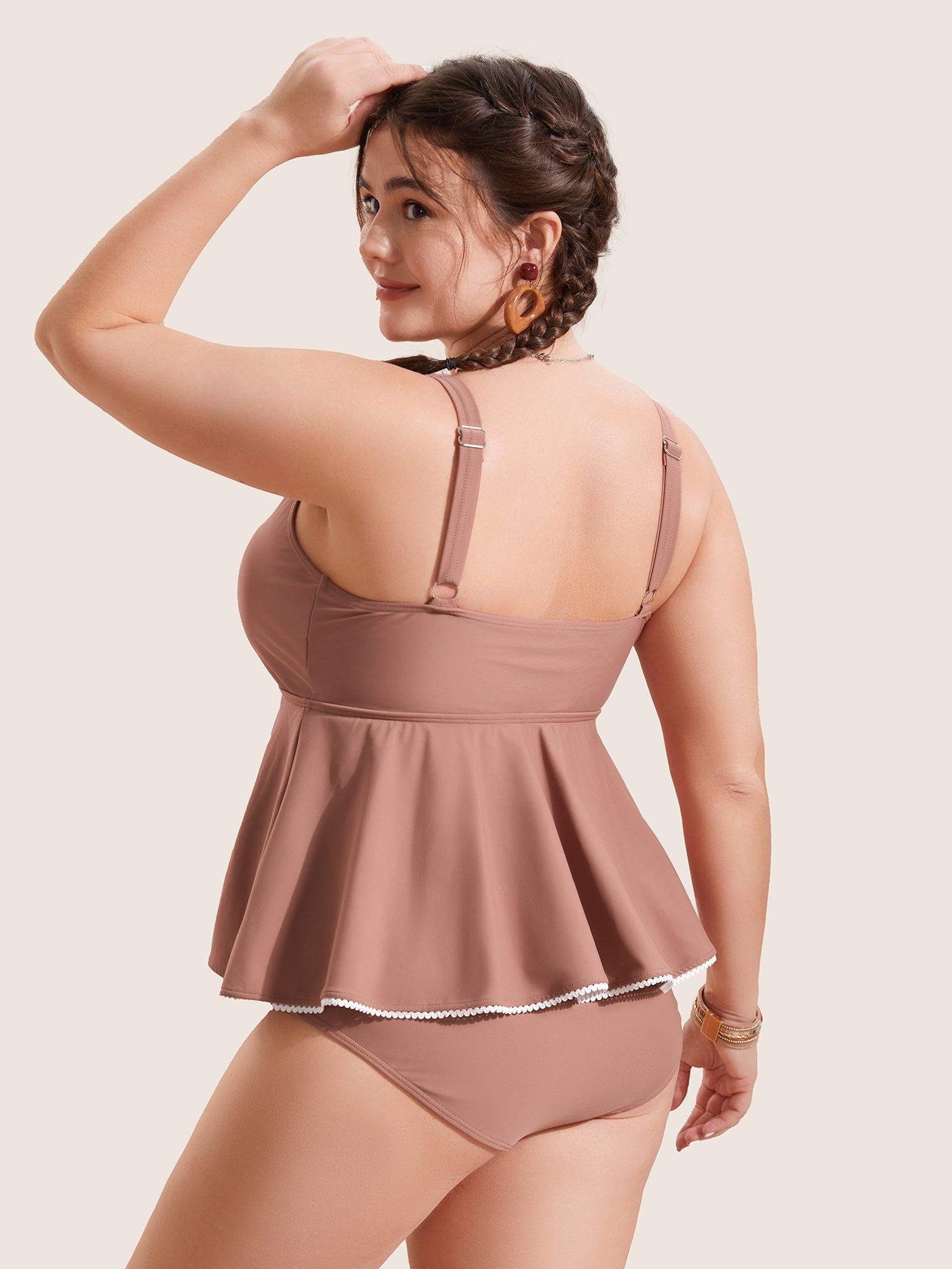 Lace Trim Bowknot Front Ruched One Piece Swimsuit