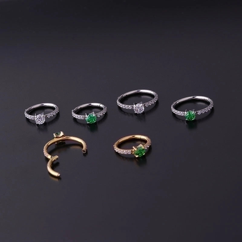 Ear Cartilage Rings & Studs Fashion Round 316L Stainless Steel  Inlaid Zircon Zircon