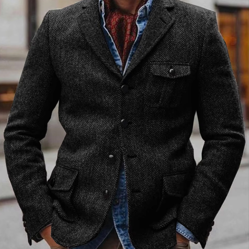 Men's Herringbone Blend Single Breasted Blazer