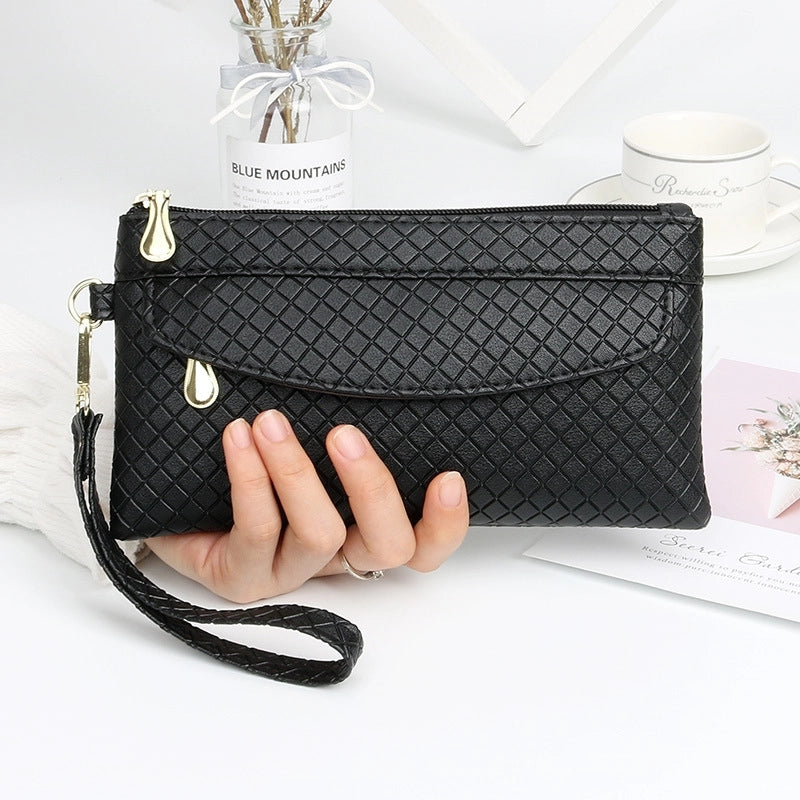 Women's Pu Leather Solid Color Elegant Square Zipper Long Wallets