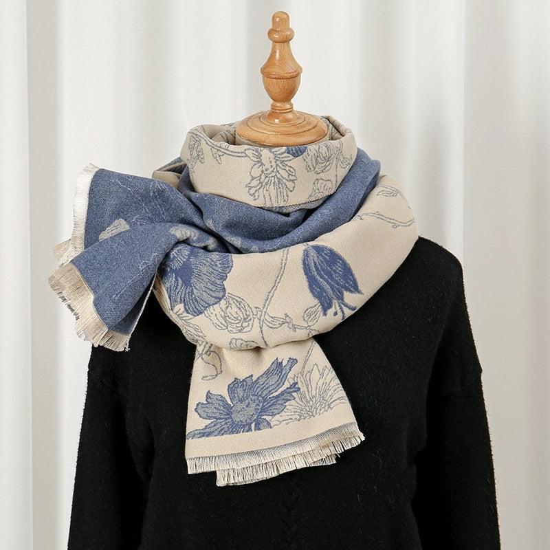 Women's Elegant Color Block Imitation Cashmere Scarf