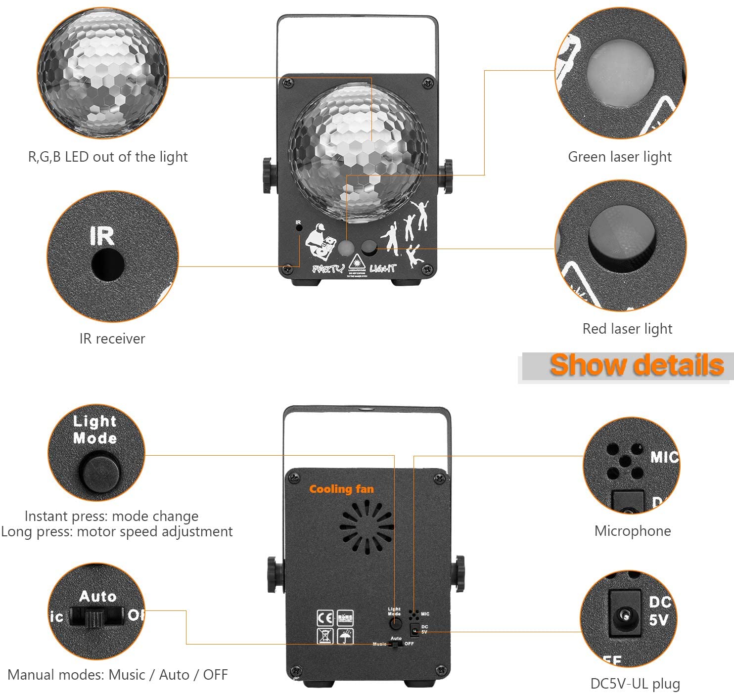 Disco Lights. RGB LED Stage Beam Lights