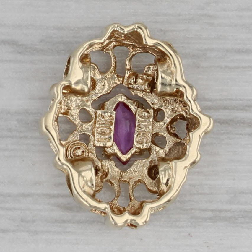 0.10ct Ruby Slide Bracelet Charm 10k Yellow Gold Vintage OMG Diamond Accents