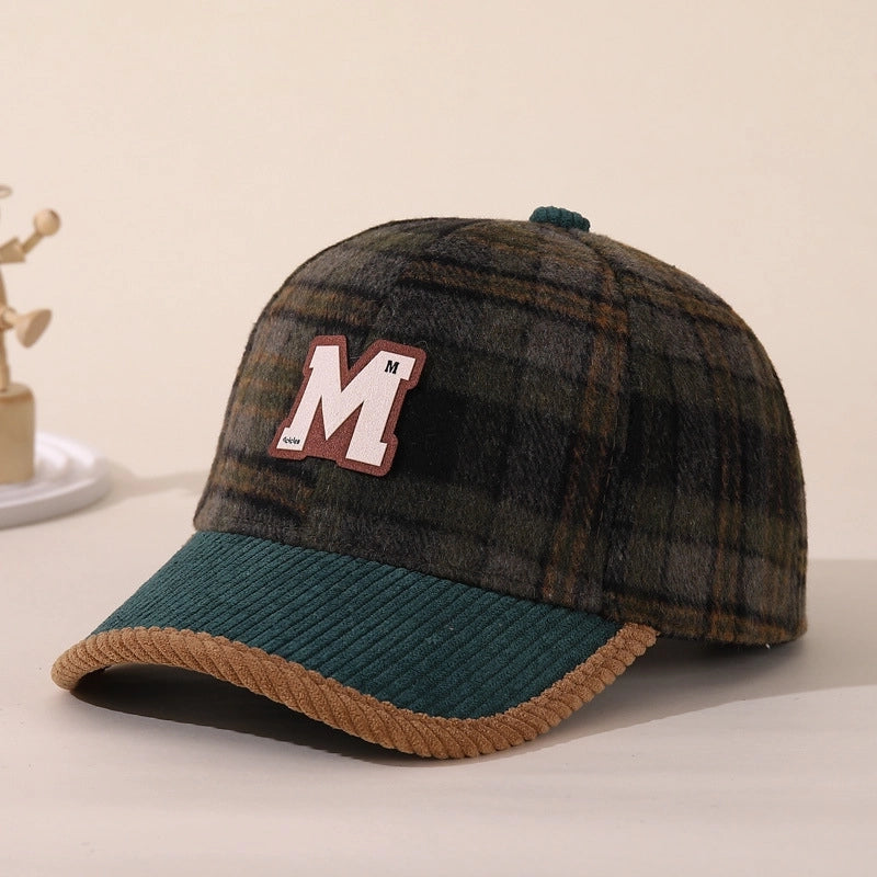 Boy'S Retro Letter Lattice Pom Poms Ivy Cap