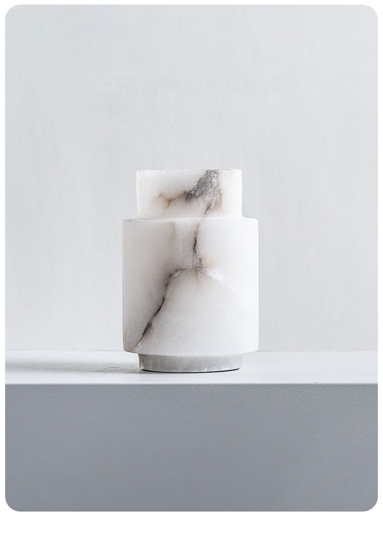 Scandinavian White Natural Marble Vase