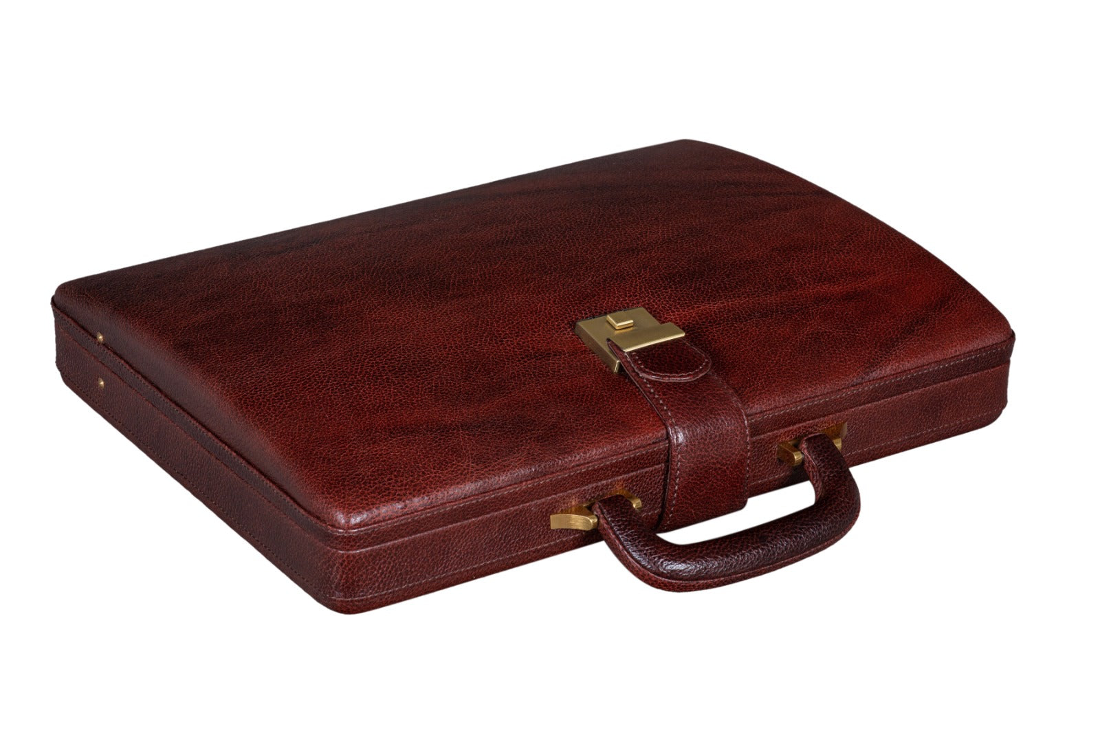 Leather Executive Men's Leather Attache Briefcase. Brown