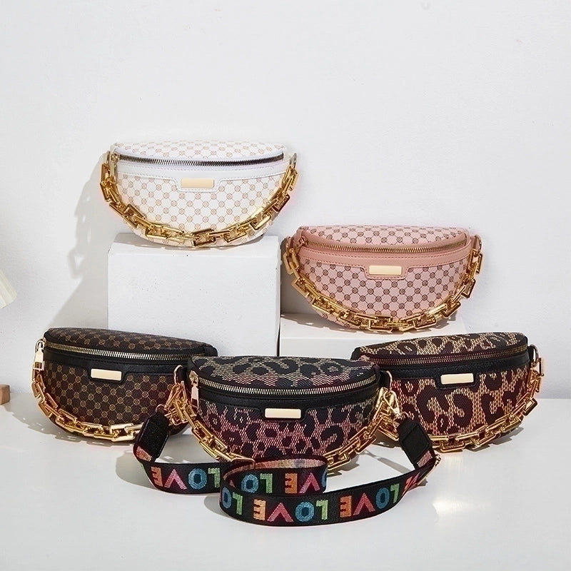 Women's Vintage Style Round Dots Color Block Pu Leather Waist Bags