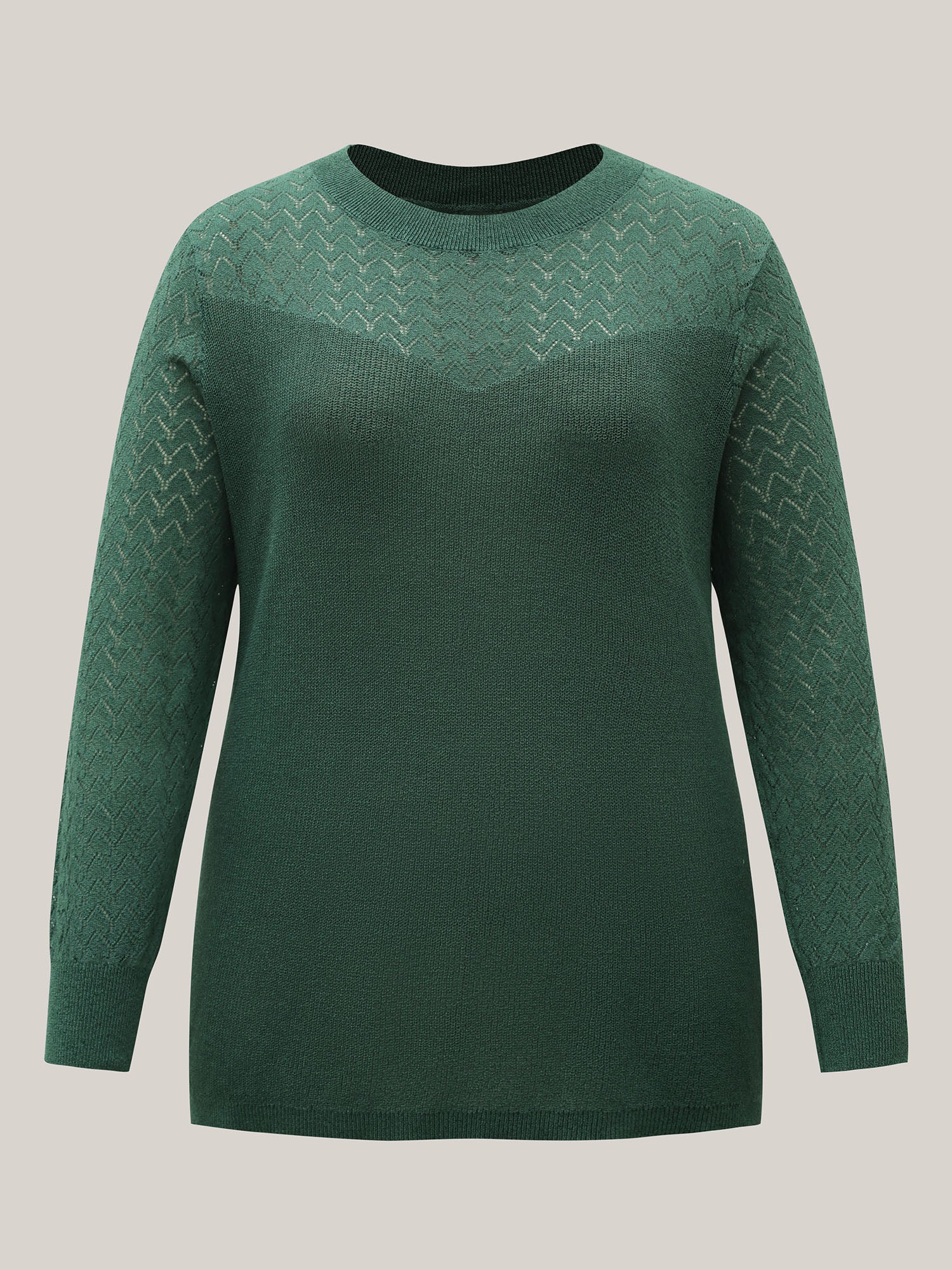 Cut-Out Textured Ribbed Hem Pullover