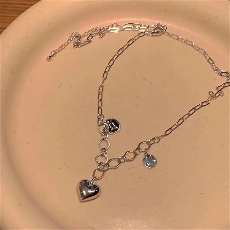 Lady Sweet Heart Shape Flower Fish Tail Imitation Pearl Alloy Inlay Rhinestones Women's Necklace