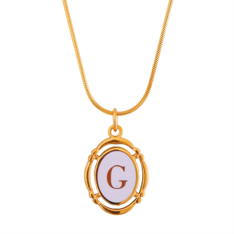 Stainless Steel Classic Style Stoving Varnish Plating Letter Pendant Necklace