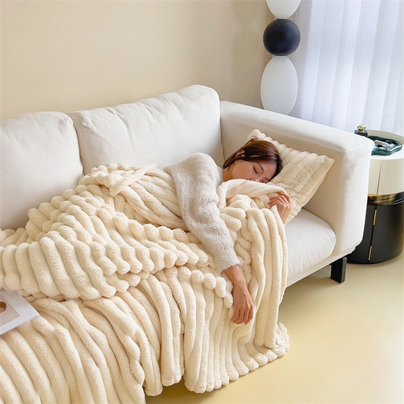 Rabbit Plush Blanket Multifunctional Nap Blanket Faleirong Summer Air-conditioning Quilt Small Blanket Sofa Cover Blanket Car Blanket