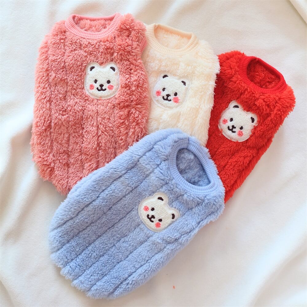 Adorable Fuzzy Bear Dog Sweater - Soft and Cozy for Winter Comfort