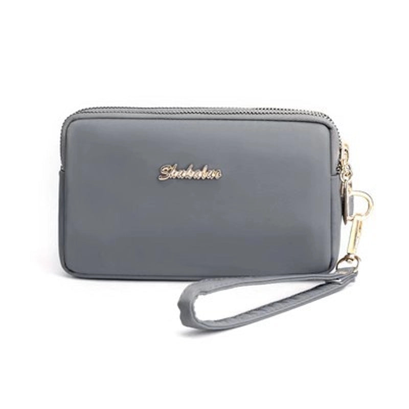 Washed Denim Women's Three-Zip Coin Purse Cosmetic Bag Mobile Phone Bag Handheld Portable Bag Small Square Bag