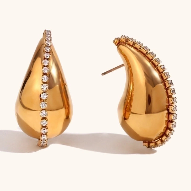1 Pair Minimalist Water Droplets Plating 304 Stainless Steel 18K Gold Plated Stainless Steel Earrings
