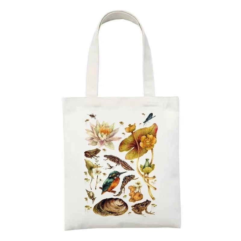 Women's Minimalist Artistic Animal Mushroom Butterfly Shopping Bags