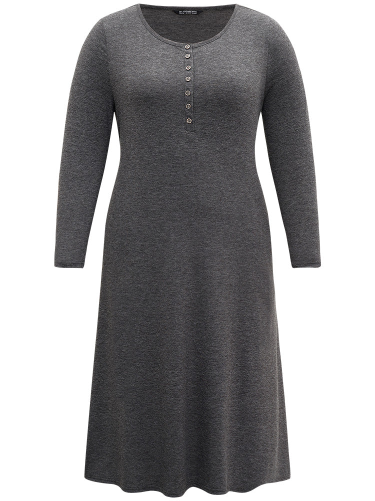 Solid Button Up Pocket Dress